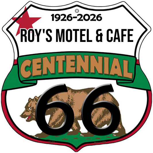 Roy's Motel & Cafe California Flag Route 66 Centennial Highway Shield