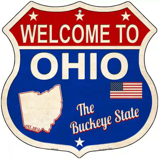 Welcome to Ohio The Buckeye State Highway Shield Metal Sign