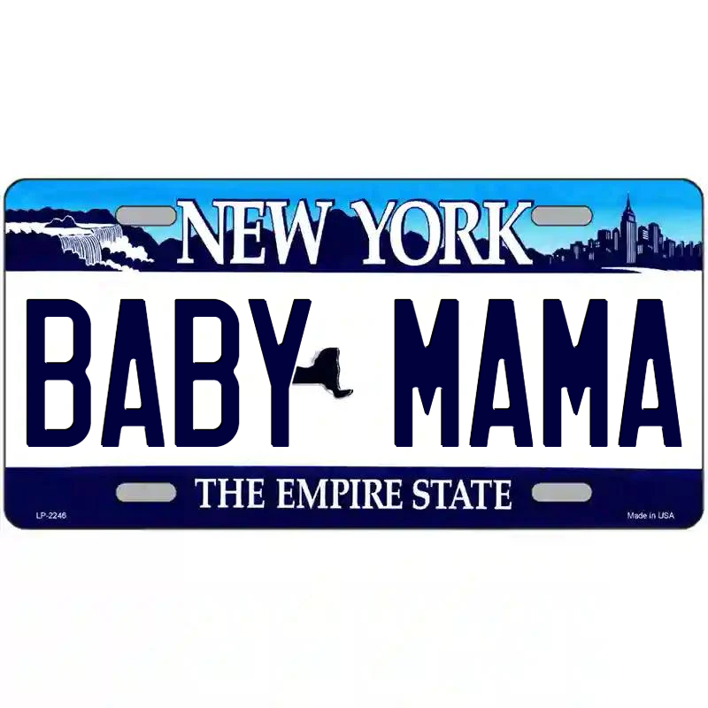 Baby Mama New York Blue Metal Sign
