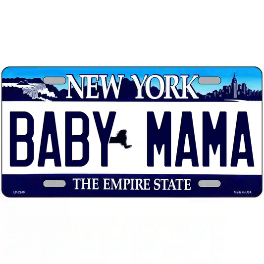 Baby Mama New York Blue Metal Sign
