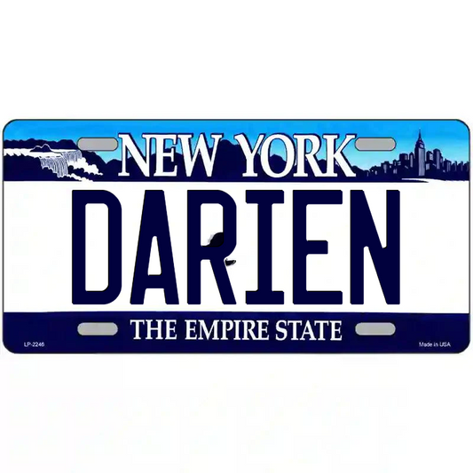Darien New York Blue Metal Sign