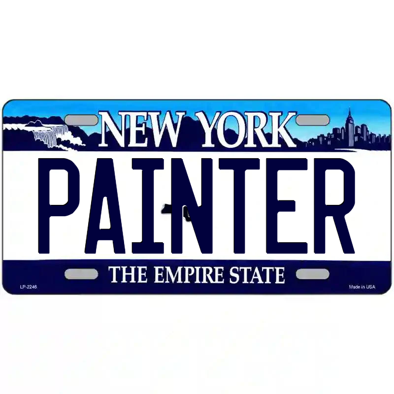 Painter New York Blue Metal Sign
