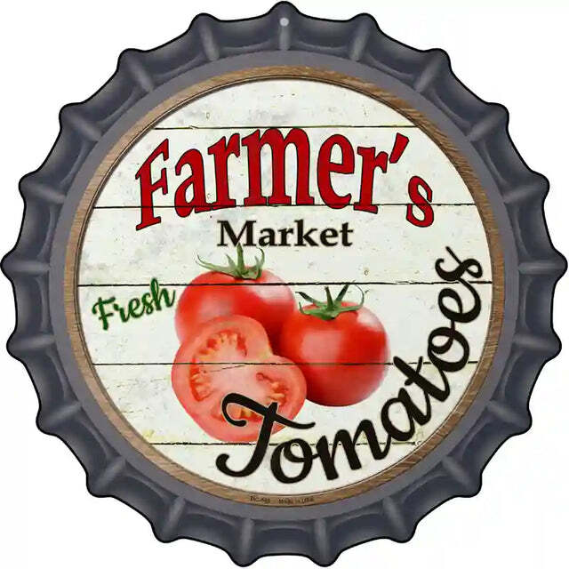 Fresh Tomatoes Farmer's Market Bottle Cap Metal Sign