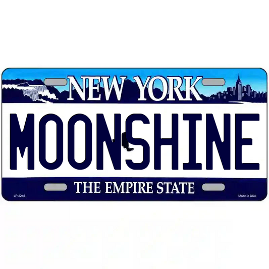 Moonshine New York Blue Metal Sign