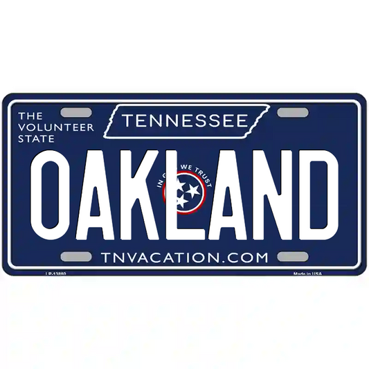 Oakland Tennessee Blue Metal Sign