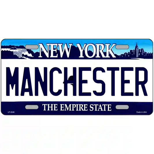 Manchester New York Blue Metal Sign
