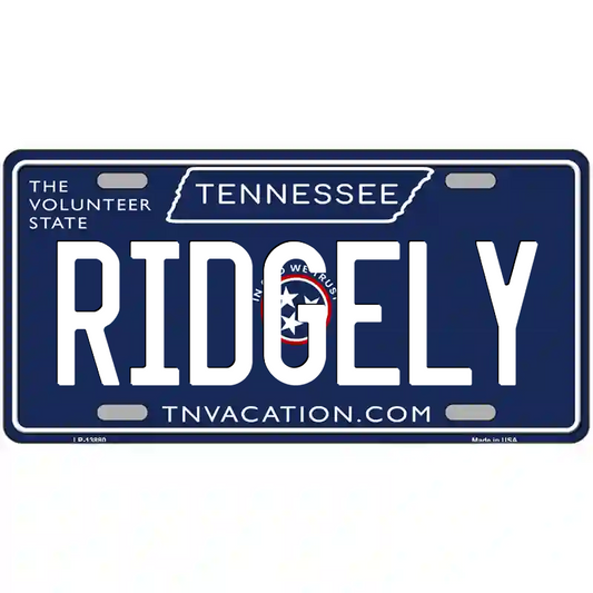 Ridgely Tennessee Blue Metal Sign