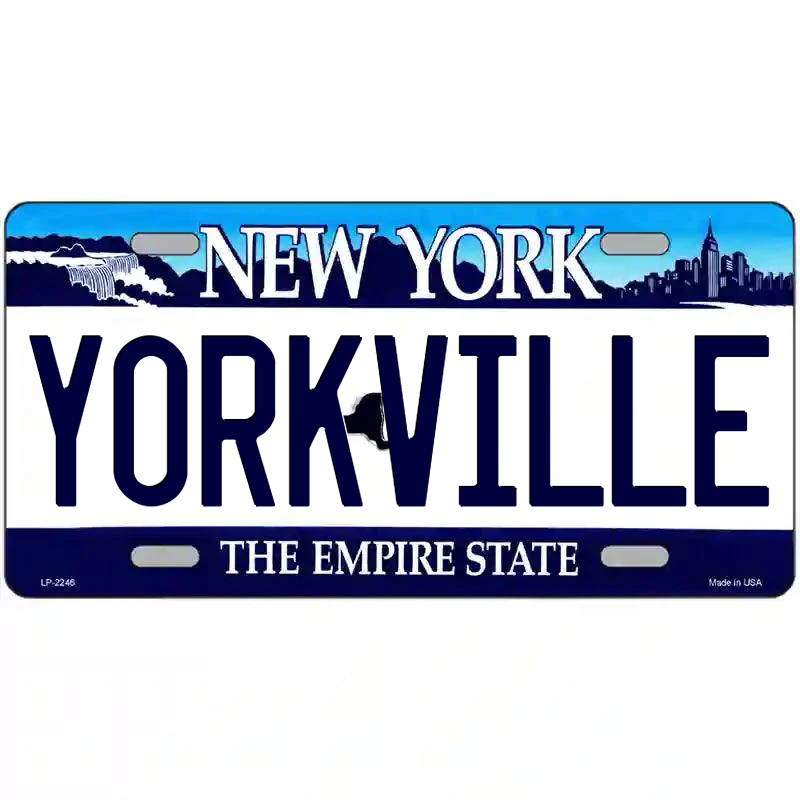 Yorkville New York Blue Metal Sign