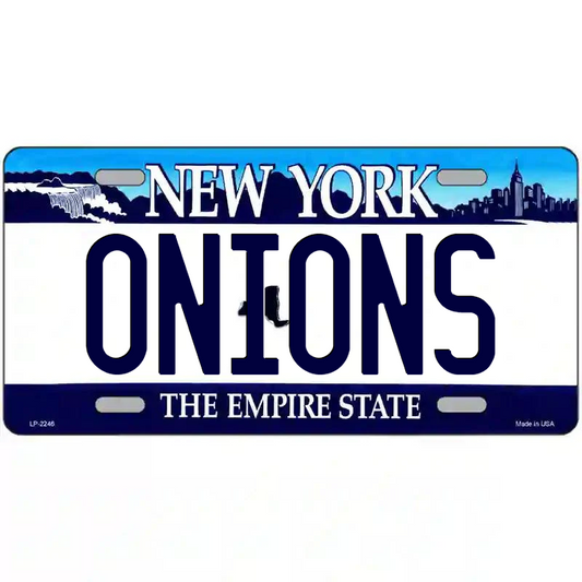 Onions New York Blue Metal Sign