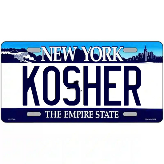 Kosher New York Blue Metal Sign