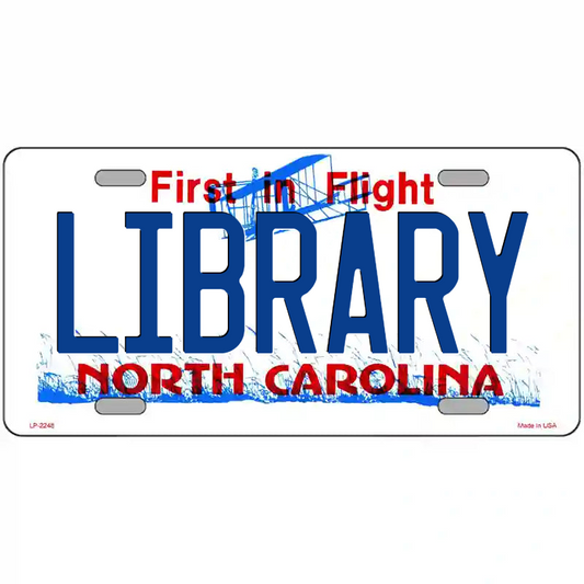 Library North Carolina Metal Sign