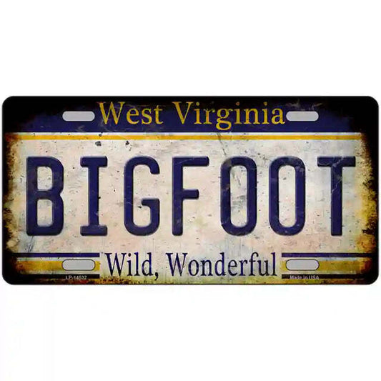Bigfoot Rusty Look West Virginia Metal Sign