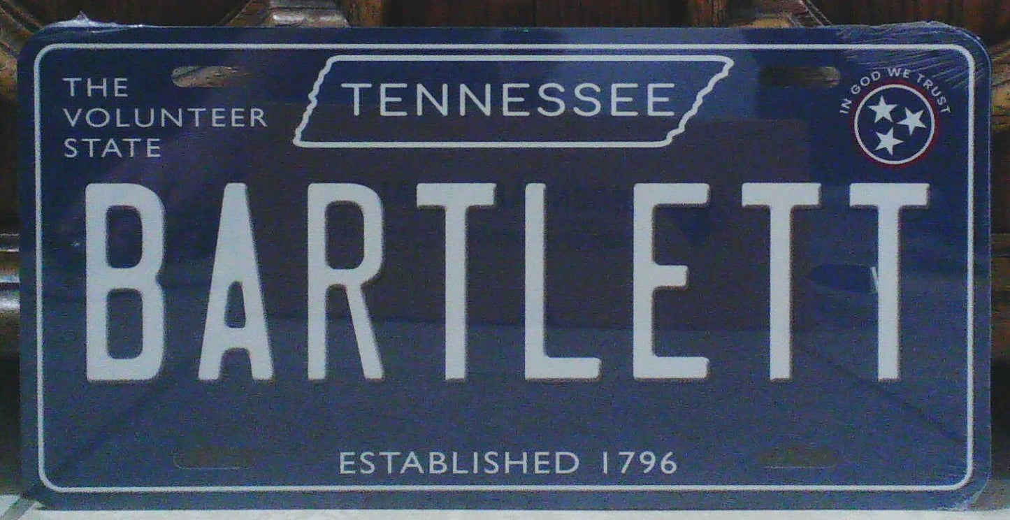 Bartlett Tennessee Blue Metal Sign