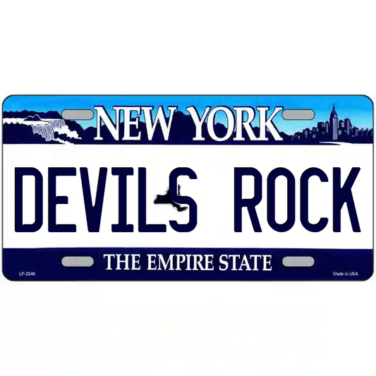 Devil's Rock New York Blue Metal Sign