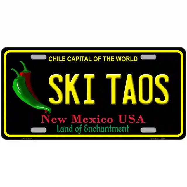 Ski Taos New Mexico Black Metal Sign