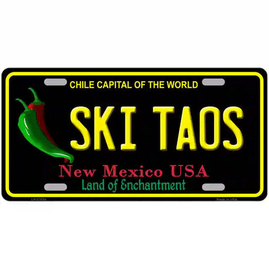 Ski Taos New Mexico Black Metal Sign