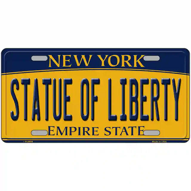 Statue of Liberty New York Yellow Metal Sign
