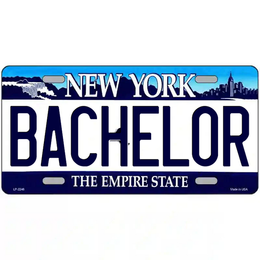 Bachelor New York Blue Metal Sign
