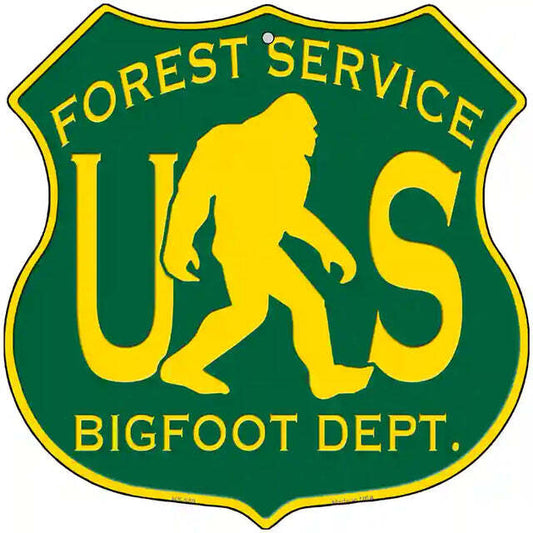 Bigfoot Department Forest Service Highway Shield Metal Sign