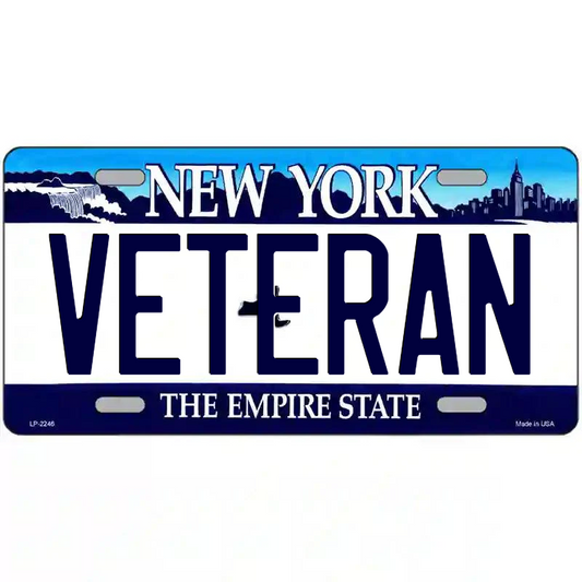 Veteran New York Blue Metal Sign