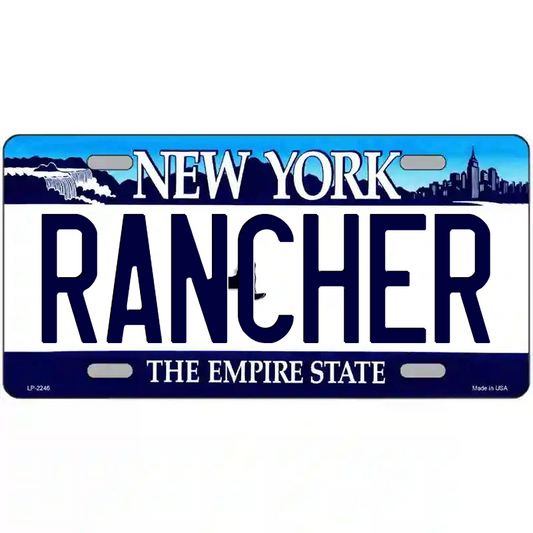Rancher New York Blue Metal Sign