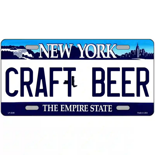 Craft Beer New York Blue Metal Sign