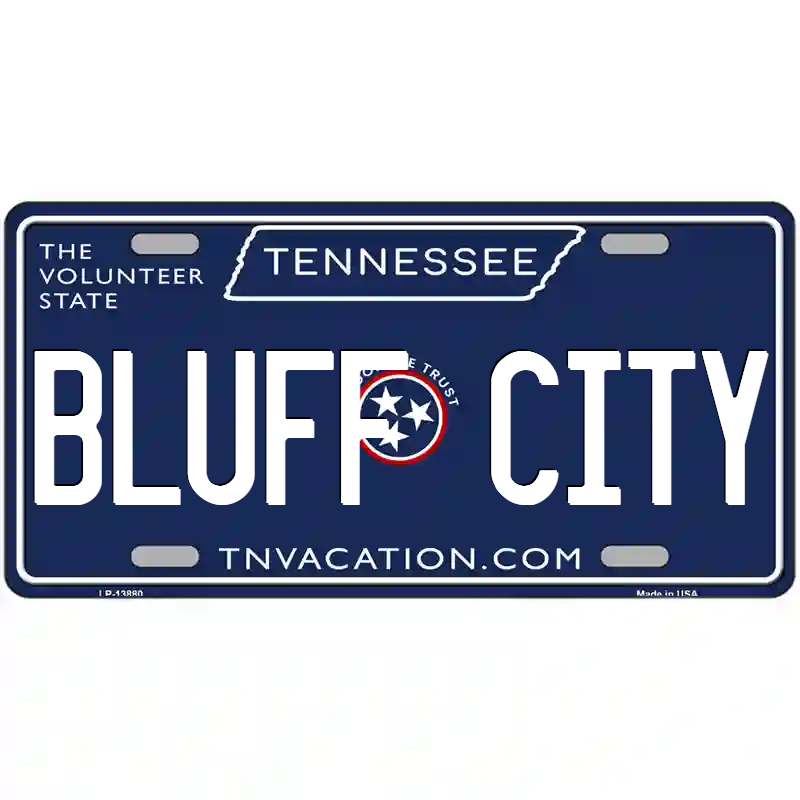Bluff City Tennessee Blue Metal Sign