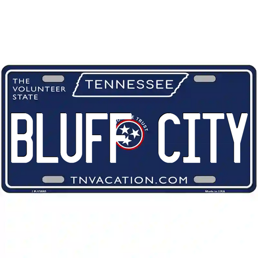 Bluff City Tennessee Blue Metal Sign