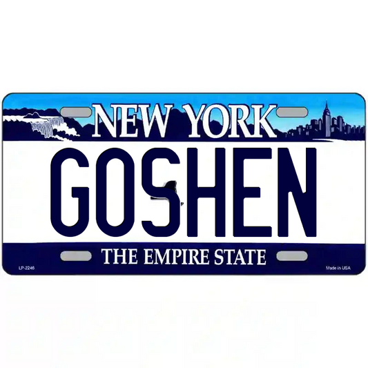 Goshen New York Blue Metal Sign
