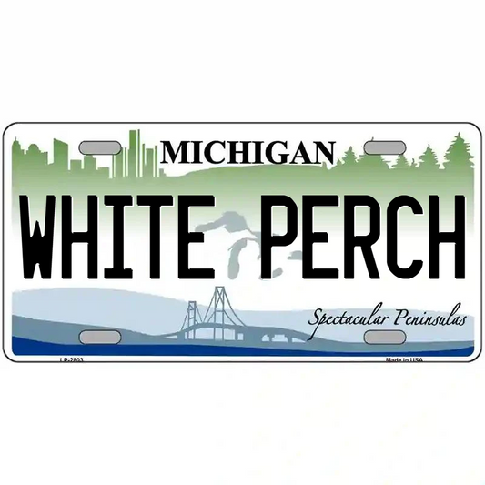 White Perch Michigan Metal Sign