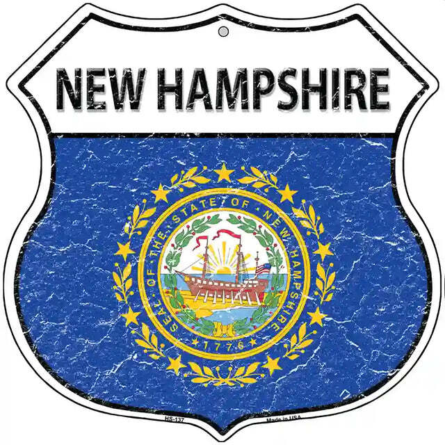 New Hampshire Flag Highway Shield Metal Sign