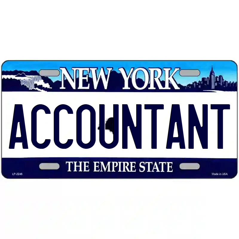 Accountant New York Blue Metal Sign