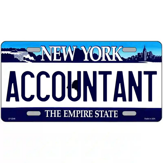 Accountant New York Blue Metal Sign
