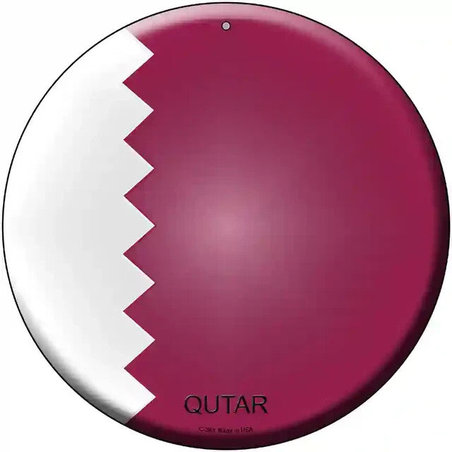 Qutar Flag 12" Circle Metal Sign