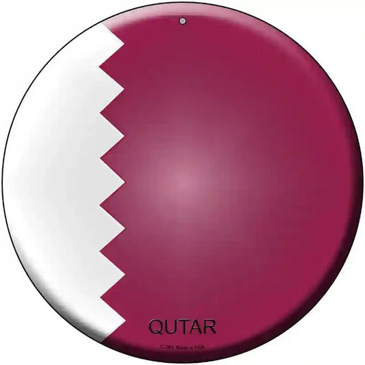 Qutar Flag 12" Circle Metal Sign
