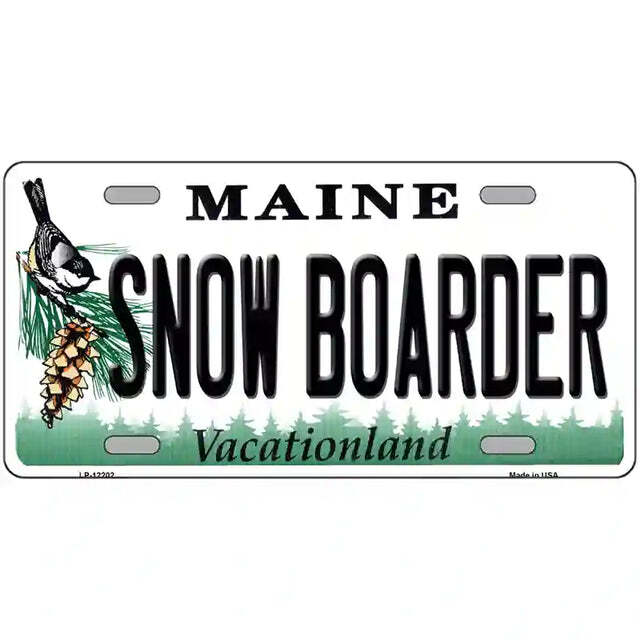 Snow Boarder Maine Metal Sign