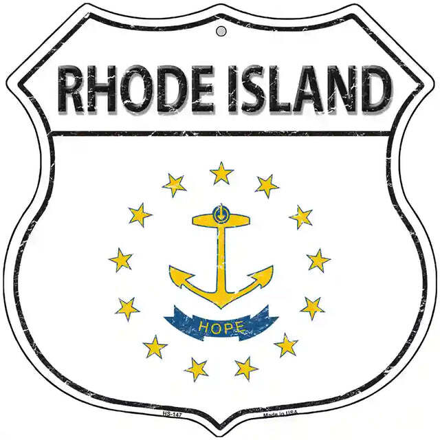 Rhode Island Flag Highway Shield Metal Sign