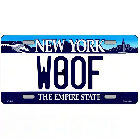 Woof New York Blue Metal Sign
