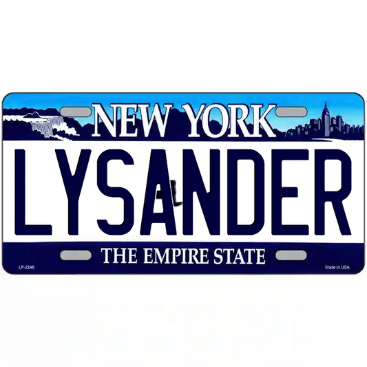 Lysander New York Blue Metal Sign