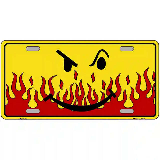 Smiley Flames Metal Sign