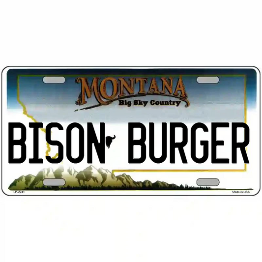 Bison Burger Montana Metal Sign