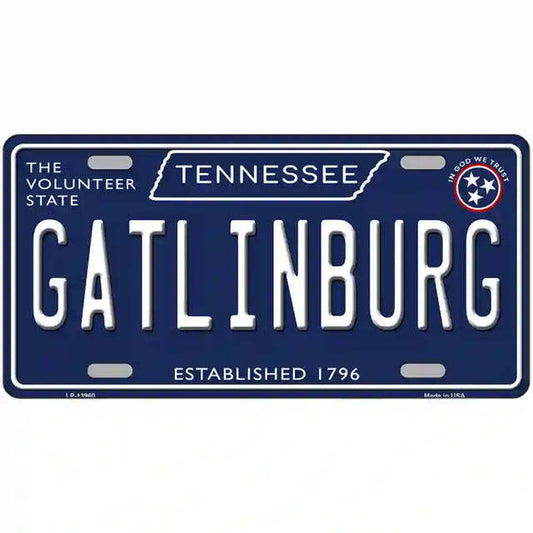 Gatlinburg Tennessee Blue Metal Sign