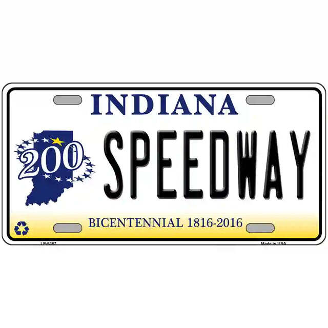 Speedway Indiana Bicentennial Metal Sign