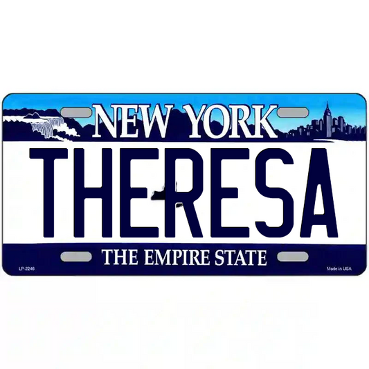 Theresa New York Blue Metal Sign