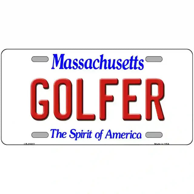 Golfer Massachusetts Metal Sign