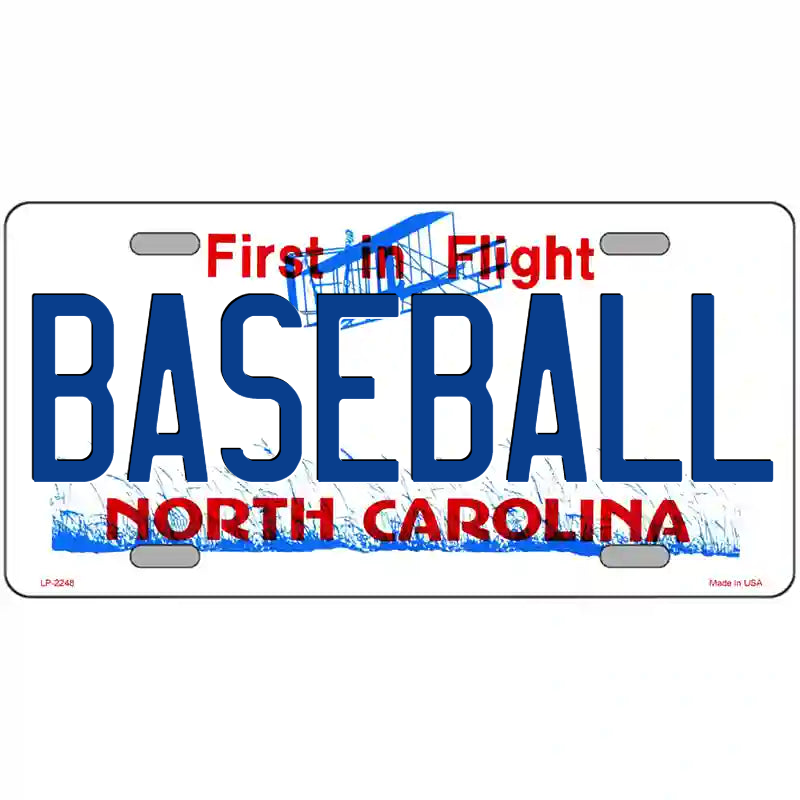 Baseball North Carolina Metal Sign