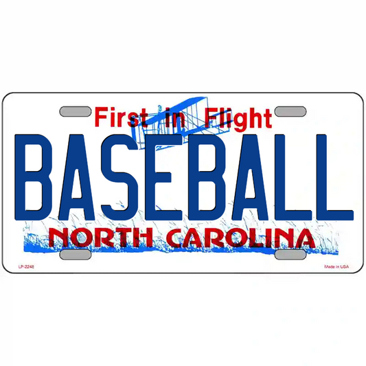 Baseball North Carolina Metal Sign