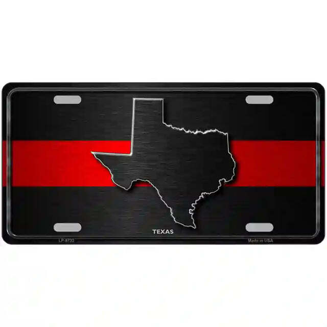 Texas Thin Red Line Metal Sign