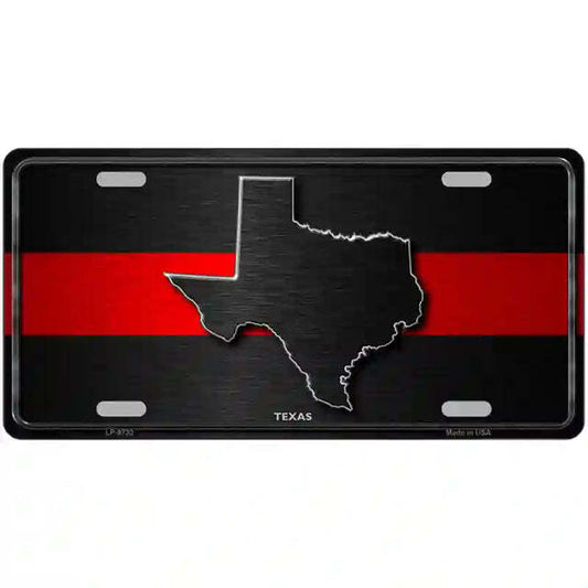 Texas Thin Red Line Metal Sign