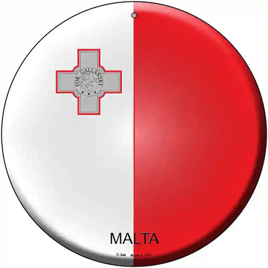 Malta Flag 12" Circle Metal Sign